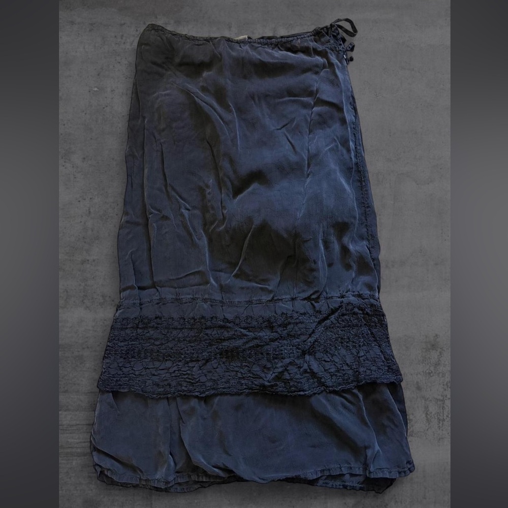 Johnny Was Black Boho Grunge Crochet Tier Skirt